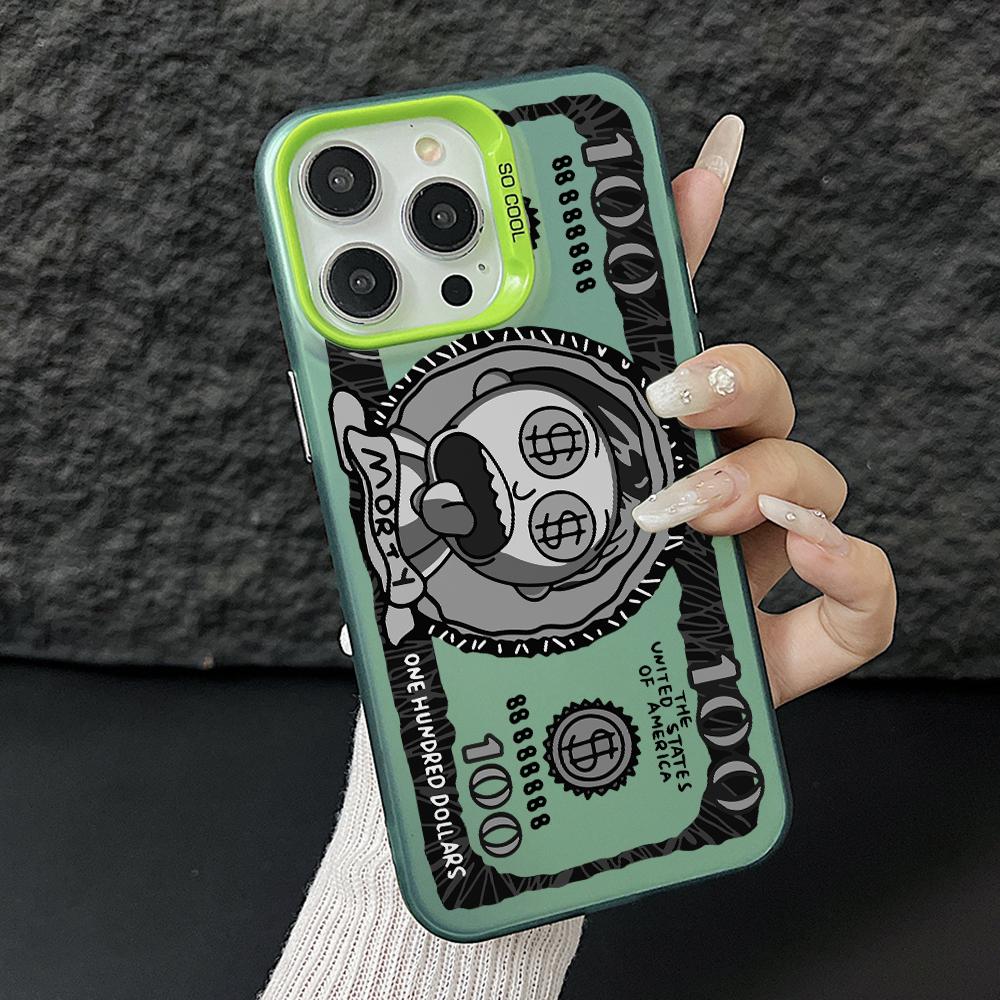 

Fun Cartoon Money Phone Case for iPhone 17 Air 16 16e 15 14 Plus 13 12 11 Pro Max X Xs XR 8 Colorful Silver Hard Cover iPhone 15 Plus