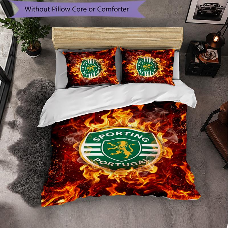 Biancheria da Letto a Tema Sporting CP FC Set 3 Pezzi Copripiumino Biancheria da Letto Decorativa per Camera Adolescenti Decorazione Casa