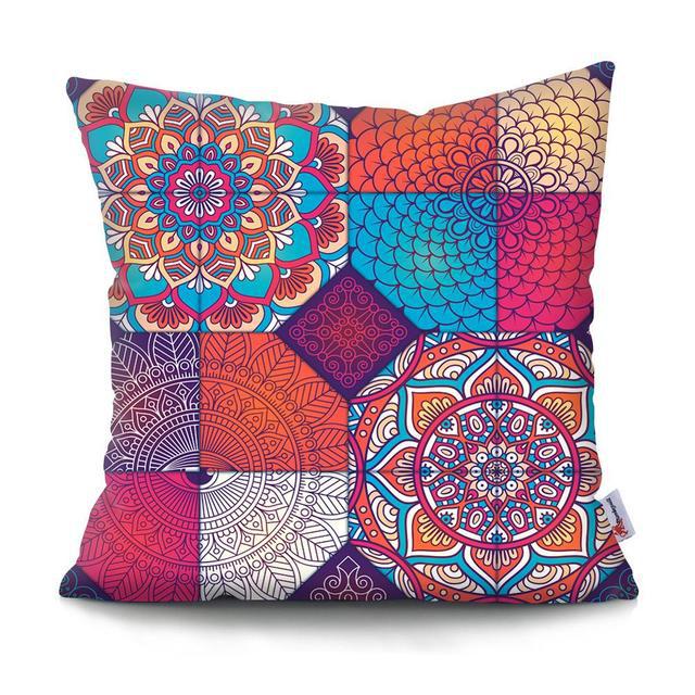 Home Decor Colorful Mandala & Geometric Printed Pillowcases Pattern Cushion Cover Suitable for Sofa Bedroom Car Pillow Cover