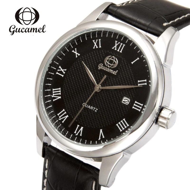 

Модные мужские кварцевые часы от ведущего бренда с римскими цифрами, одинарным календарем и люминесцентными стрелками