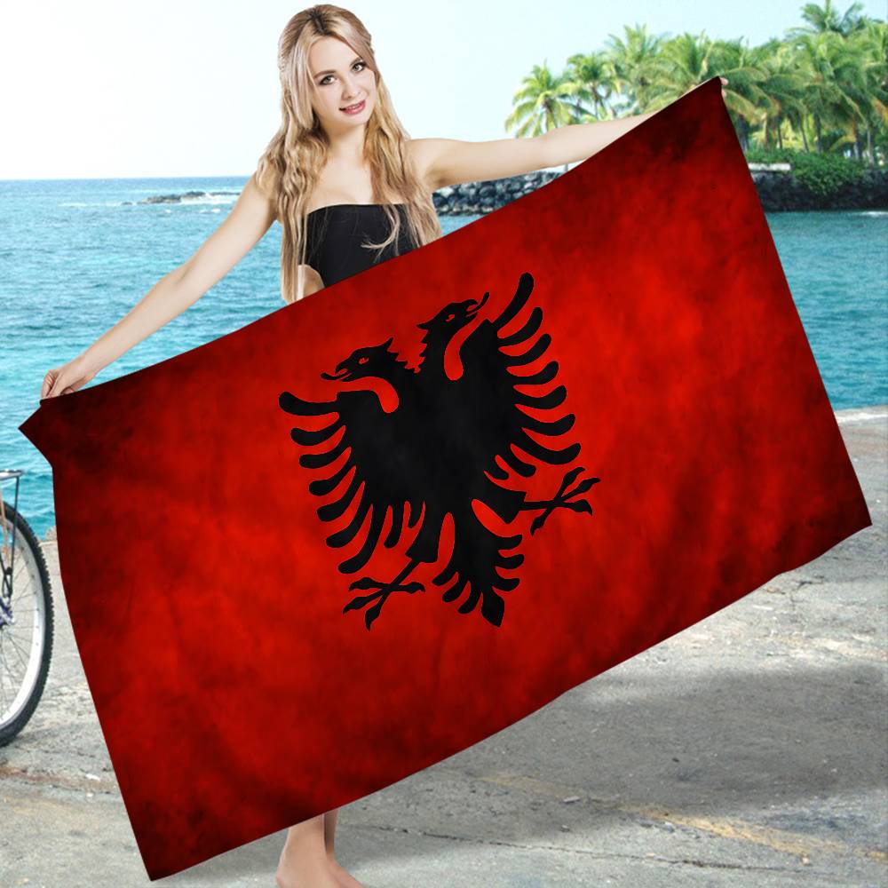 A-Albanien Flagga Mikrofiber Strandhandduk Absorberande Snabbtorkande Mjuk Yoga Simning Resort Bergsklättring Handduk