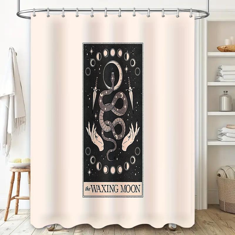 Mystic Serpent Hands Bath Curtain Gothic Witchcraft Decor Moon Phases Ritual Home Shower Curtains Dark Academia Aesthetic