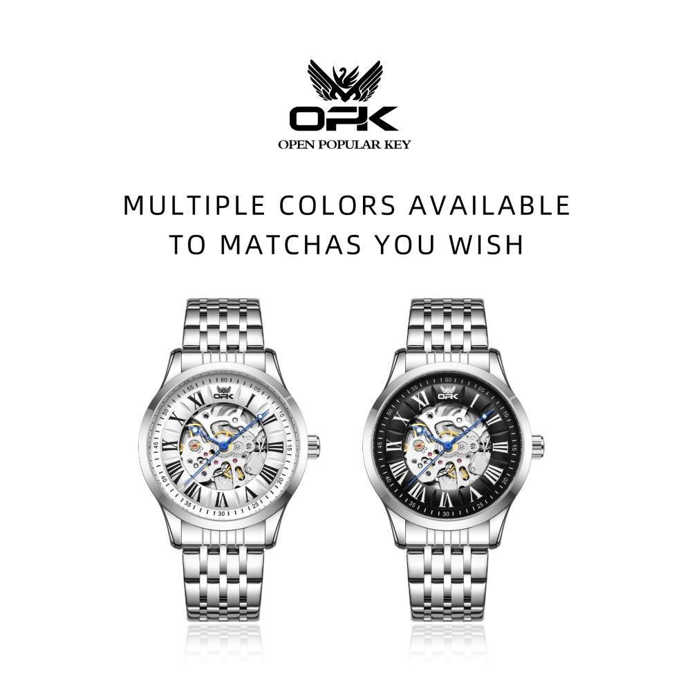 OPK Men's Luminous Waterproof Roman Mechanical Dial Watch Hollowed out Design New Domineering Foreign Trade Watch 6102