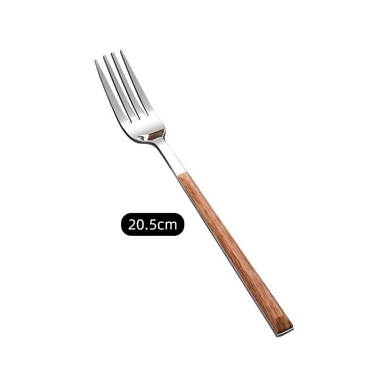 Ins tableware Internet celebrity 304 stainless steel knife and fork imitation wood grain handle steak knife and fork gift box set dessert spoon