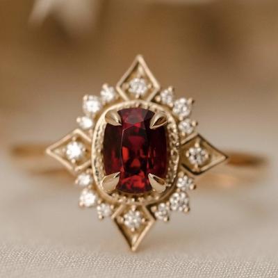 Nouvelle Bague Rétro Zircon Bague de Fiançailles pour Femmes Européennes et Américaines
