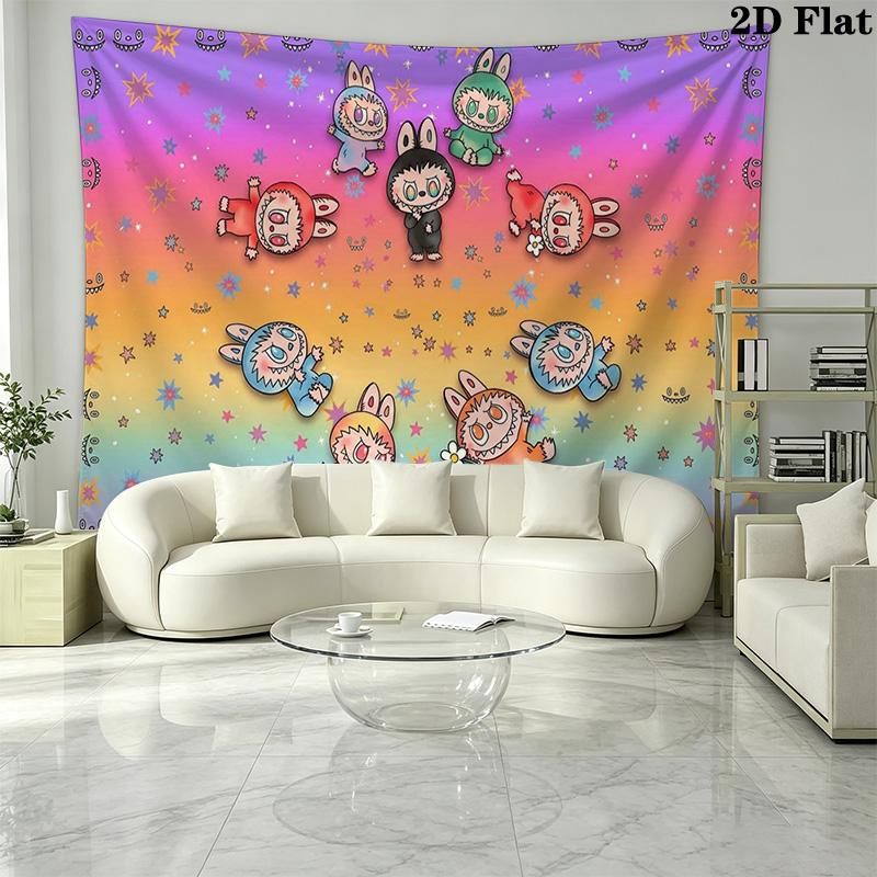 Kawaii Bubu Wall Tapestry Aesthetic Wall Hanging Printed Fabric Blanket Decorative Tapestries for Bedroom Living Room Home Decor