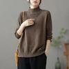 Pull rétro à col roulé manches longues pour femme, haut de sous-pull, automne et hiver, pull ample pour femme