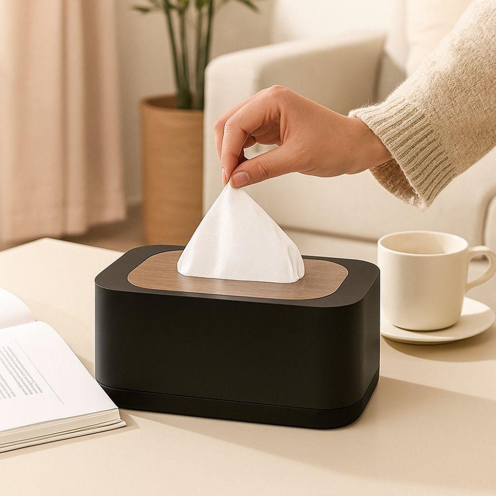 Wooden Cover Tissue Box Plastic Toilet Paper Holder Decorative Storage Napkin Holder Hotel Use