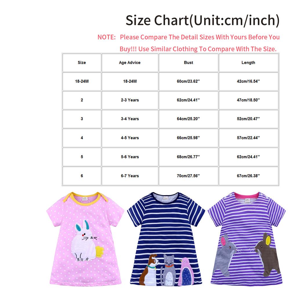 Girls Cotton Dress Short Sleeves Casual Summer Basic Jumpskirt Playwear Dresses