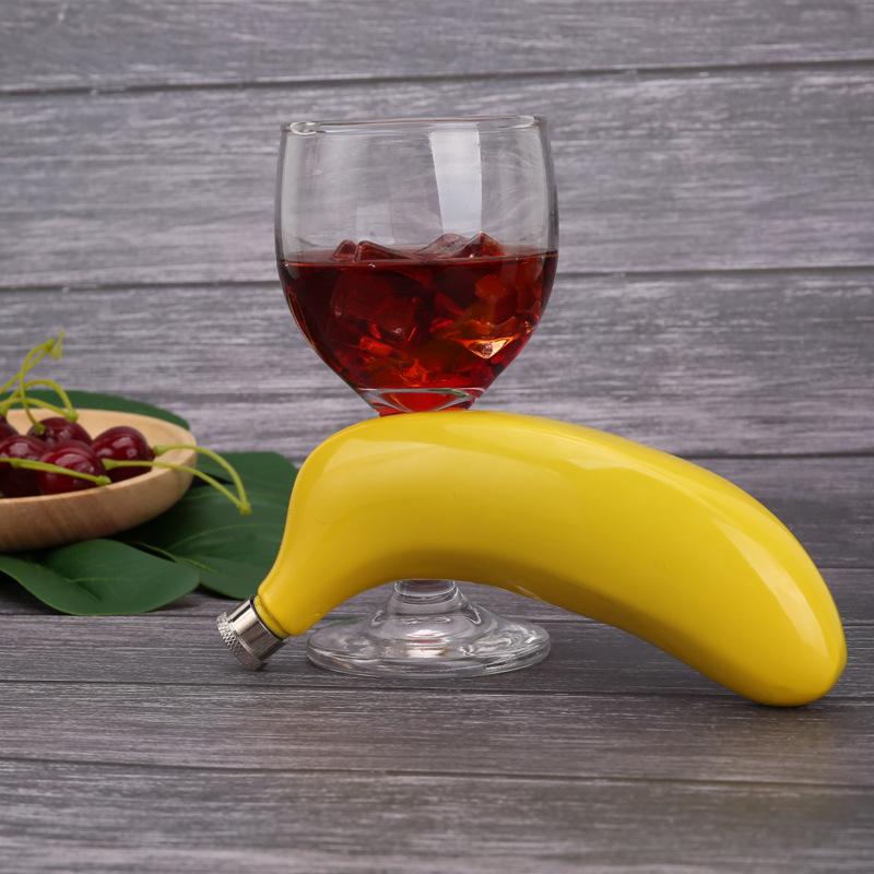 5 OZ Stainless Steel Banana Wine Bottle Wine Whisky Pot Bottle Hip Flasks Drinker Alcohol Bottle Portable Drinkware Bottle