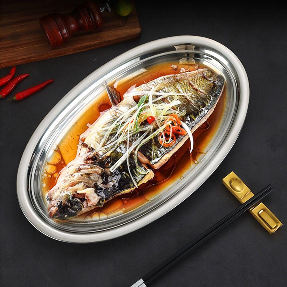 Large Capacity Steamed Fish Dish 304 Stainless Steel Baking Tray  for Cooking Serving
