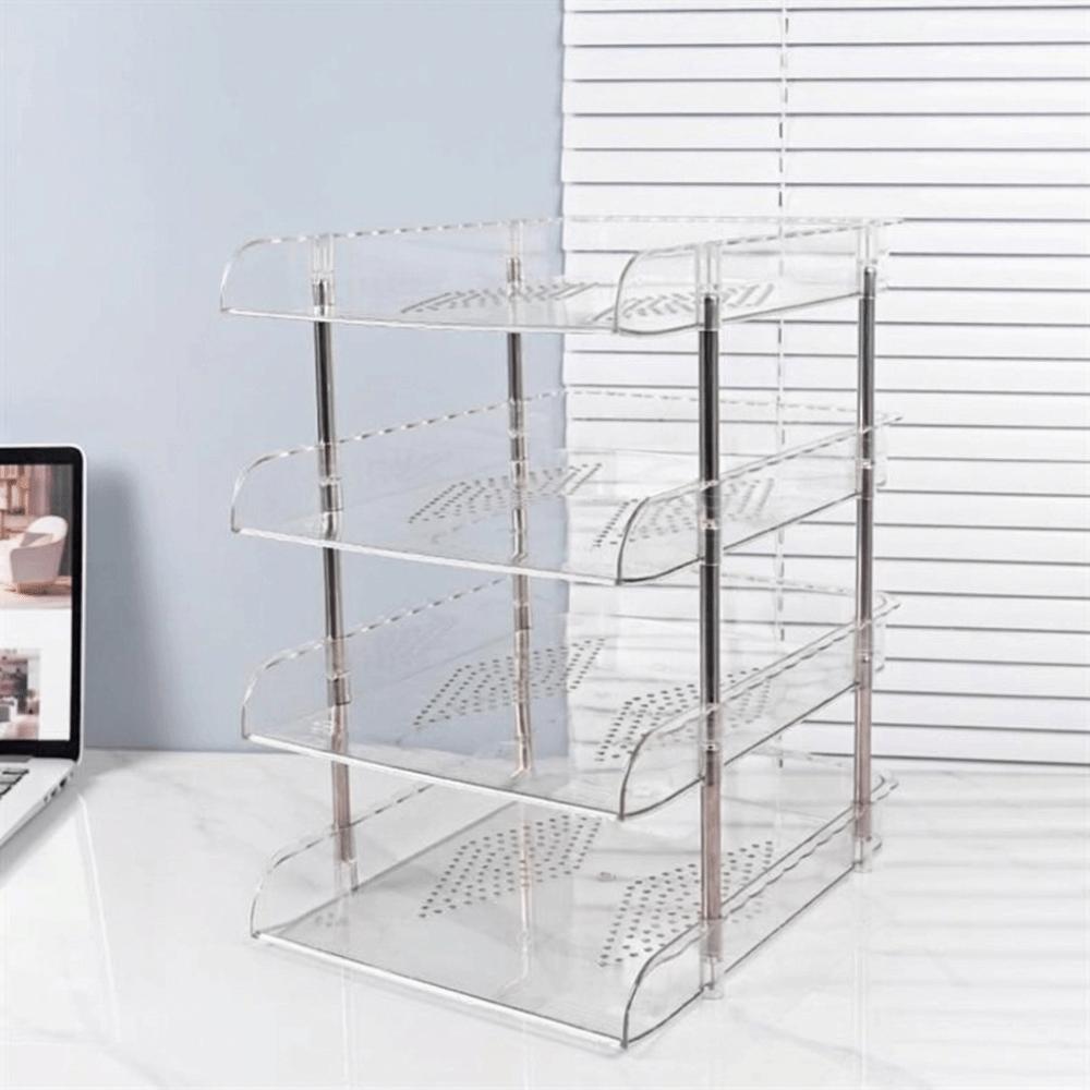 Large Capacity Desktop File Organizer Transparent Paper Holder Modular Storage Rack  Home