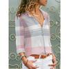 2026 New Women's Long-sleeved Shirt, Fresh Pink and Blue Plaid Casual Daily Commuting Versatile Style