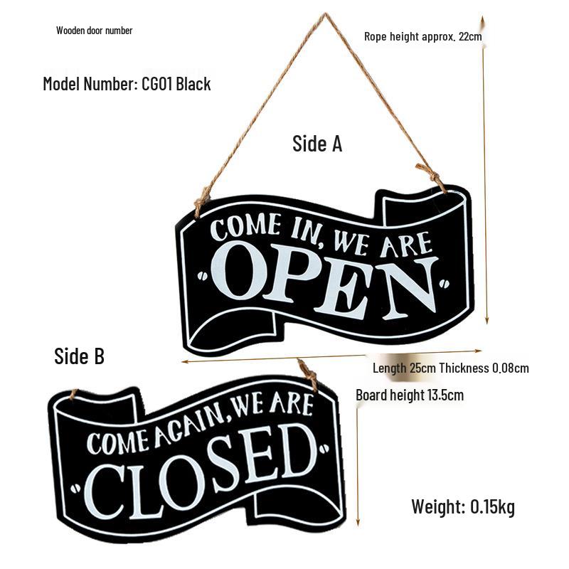 

Double-Sided Open/Closed Wooden Hanging Door Sign for Home & Shop Decor