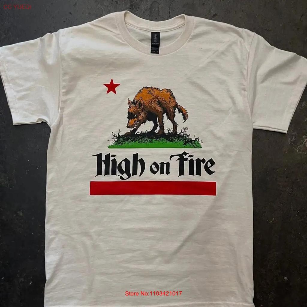 High on Fire Wolf T shirt Heavy Cotton All Sizes For Fans vintage Washed Casual Comfortable Stylish homme Stretched streetwear