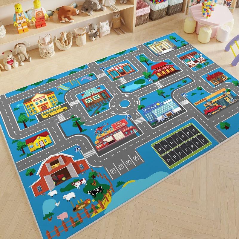 Green City Traffic Carpet Mat Rug Kids Play Room Home Decoration Road Map Floor Mat Game Room Decor Non Slip