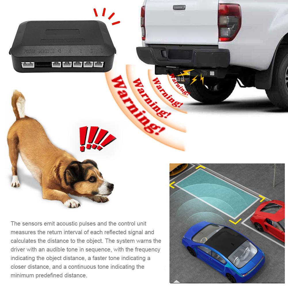 Buzzer Car Reversing Radar 12V Reverse Backup Radar Sound Alert Car Reverse Backup Rear Radar System Sound Alarm Safety Kit