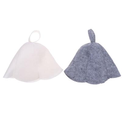 1 Pc White Gray Felt Shower Cap Head Protection Bathtub Heat Resistant No Scald Absorbent Shower Cap Sauna Hat
