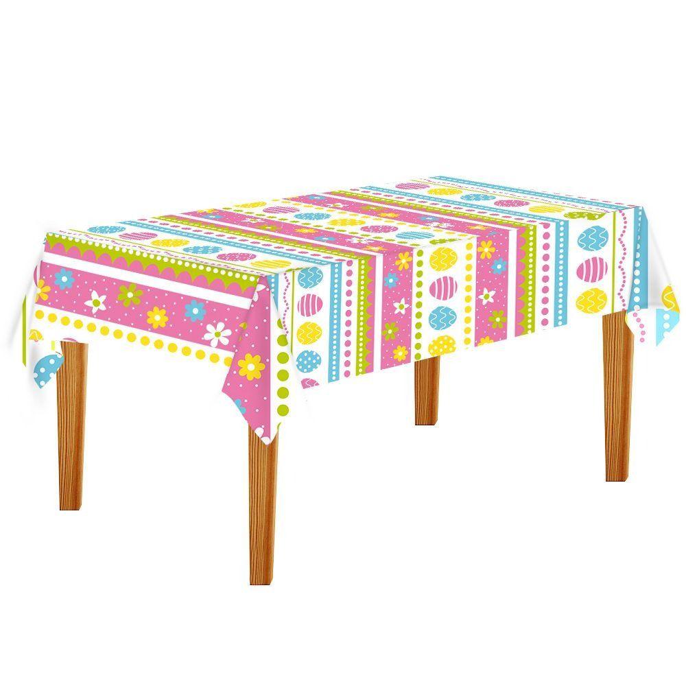 New Plastic Easter Tablecloth 137*274cm Bronzing Table Cover Rabbit Bunny Table Runner Birthday