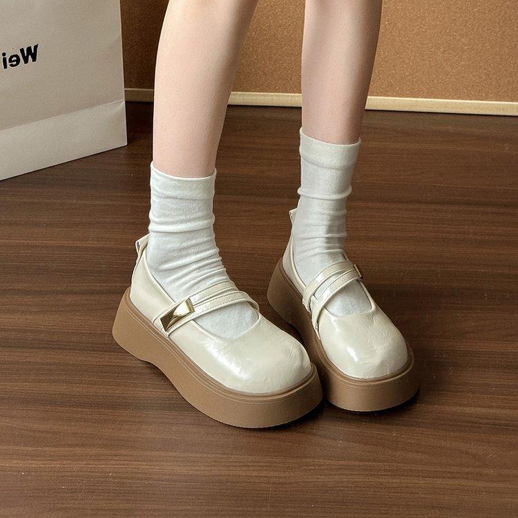 

British style black platform small leather shoes for women 2025 summer French single shoes with skirts Love Mary Jane single shoes for women 40