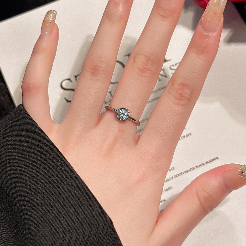 S925 Sterling Silver Ring Natural Topaz Inlaid Adjustable Finger Ring Women Anti-fade Fashion Daily Fine Jewelry