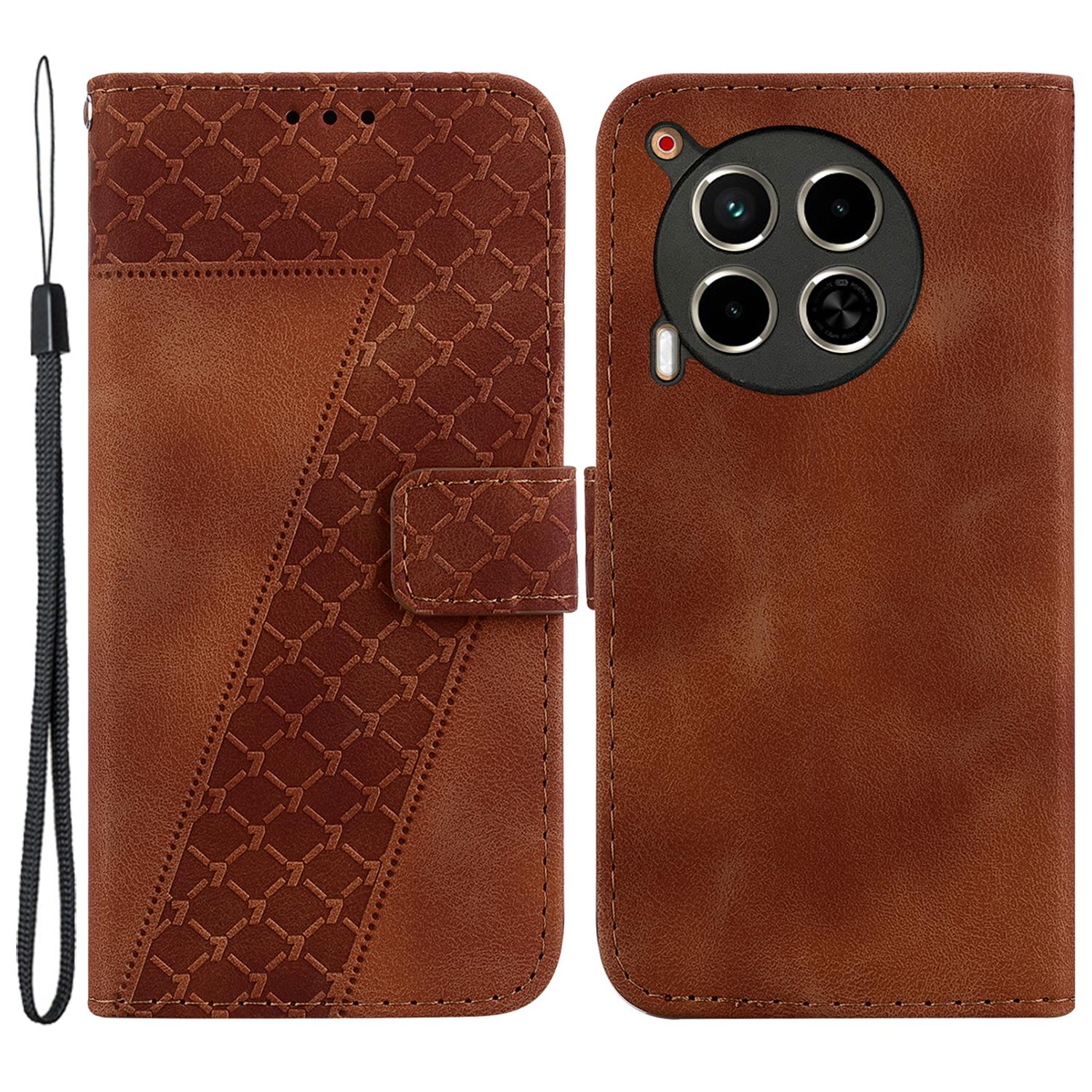 

For TECNO Camon 30 4G/30 5G Case Pattern Imprint Leather Wallet Phone Cover with Stand Brown