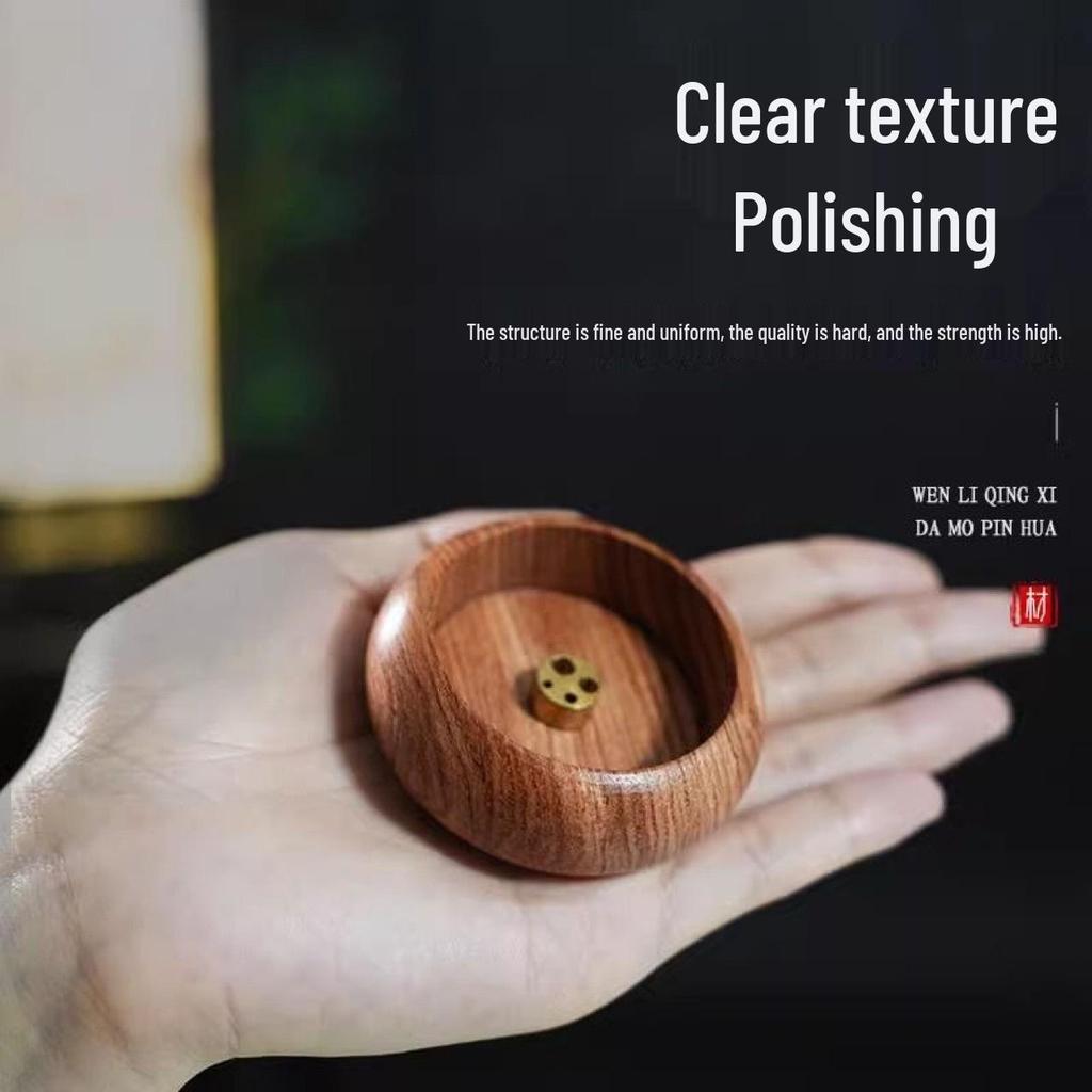 Mini Purple Sandalwood Incense Burner: Round Wooden Holder for Household Use