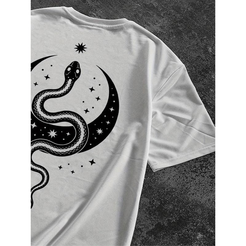 Stylish Print Men's T-Shirt, A Design Featuring Stars And The Moon, Street Style Tee, Perfect for Everyday Casual Wear, Loose Fit, Crew Neck Tee