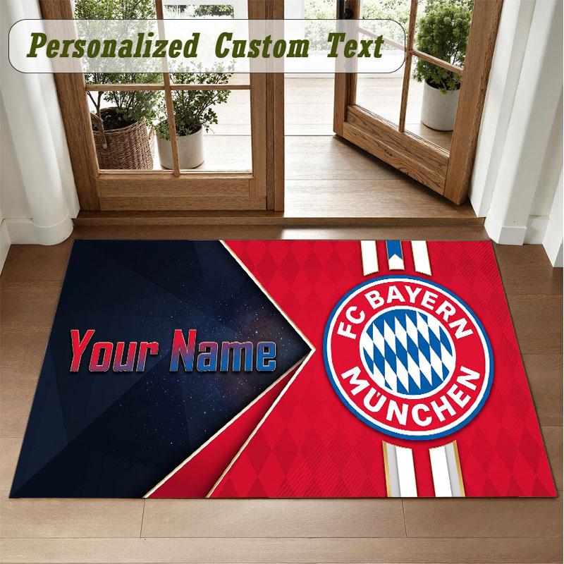 Crystal Velvet Square Rug Custom NameBayern Munich Pattern Non Slip Home Floor Decor Rug