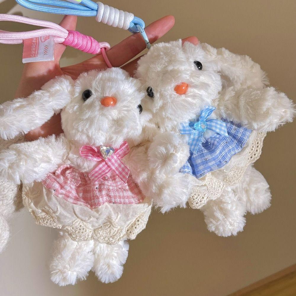 Bow Plush Rabbit Keychain Western Highland Dog Drooping Ear Rabbit Pendant  Unisex