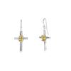Sterling Silver Cross Earrings: Minimalist Red Garnet Religious Jewelry