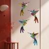 4 Pcs Acrylic Hummingbird Wall Art 2D Colorful Garden Birds Sculpture Outdoor Fence Hanging Ornaments for Garden Yard Living Room Kids Room Patio