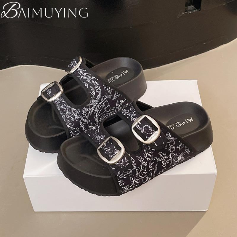 Fashion Women Open Toe Slippers Heeled Sandals Platform Casual Shoes 2025 Fashion Comfort Walking Summer Slides Shallow Woman Zapatillas