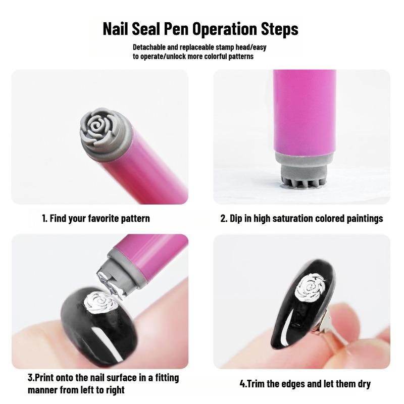 18-Piece Professional Nail Art Stamping Pen Set Interchangeable Tip Patterns Home DIY Manicure Nail Salon
