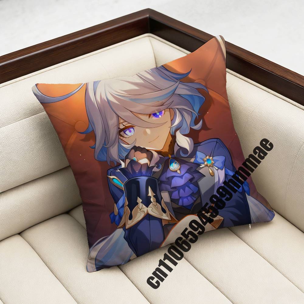 Genshin Impact Furina Throw Pillow Case Sham 45X45Cm 35X35Cm Square Home Pillowcase Cushion Cover