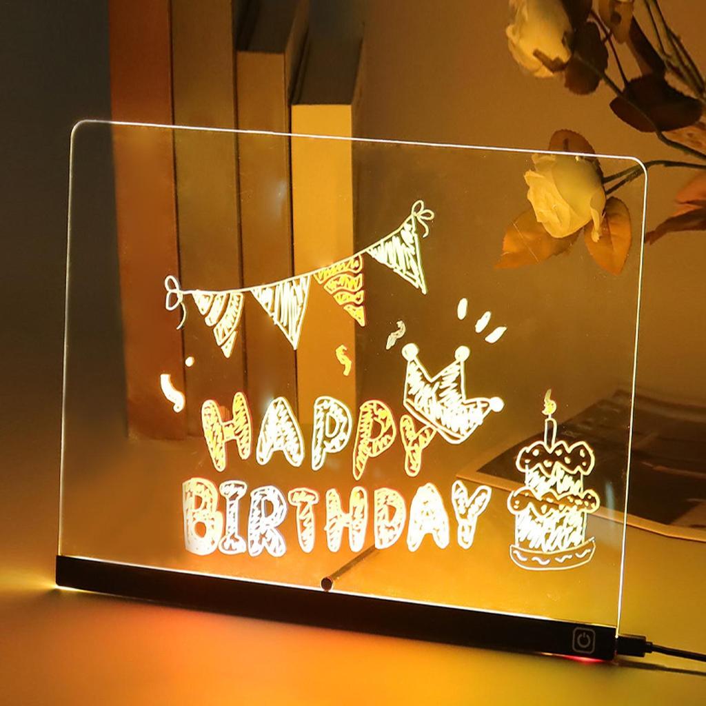 LED Drawing Board DIY Acrylic Board with Colour Pens Led Dry Erase Boards Glow Notepad Creative Memo Rewritable Practice Games