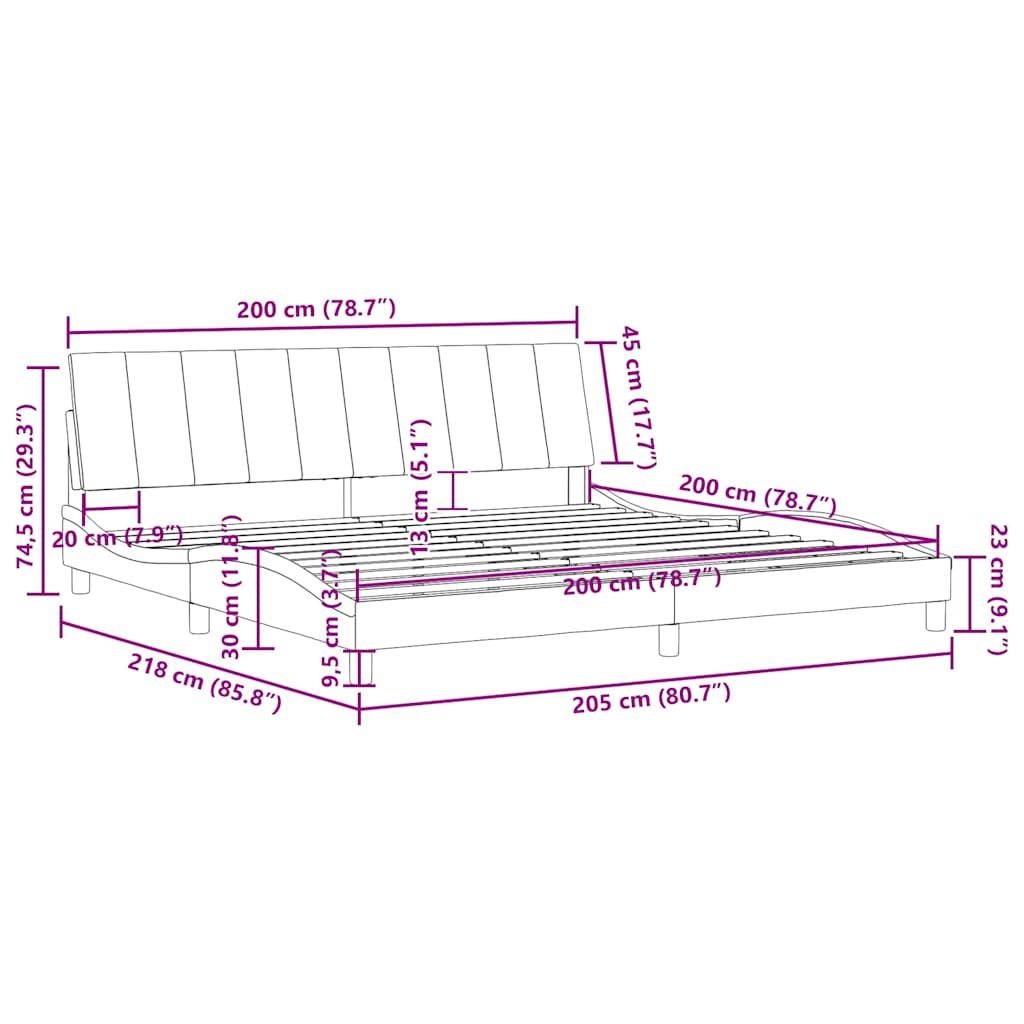 Bed Frame without Mattress Hanko Dark Grey 200x200 cm Velvet
