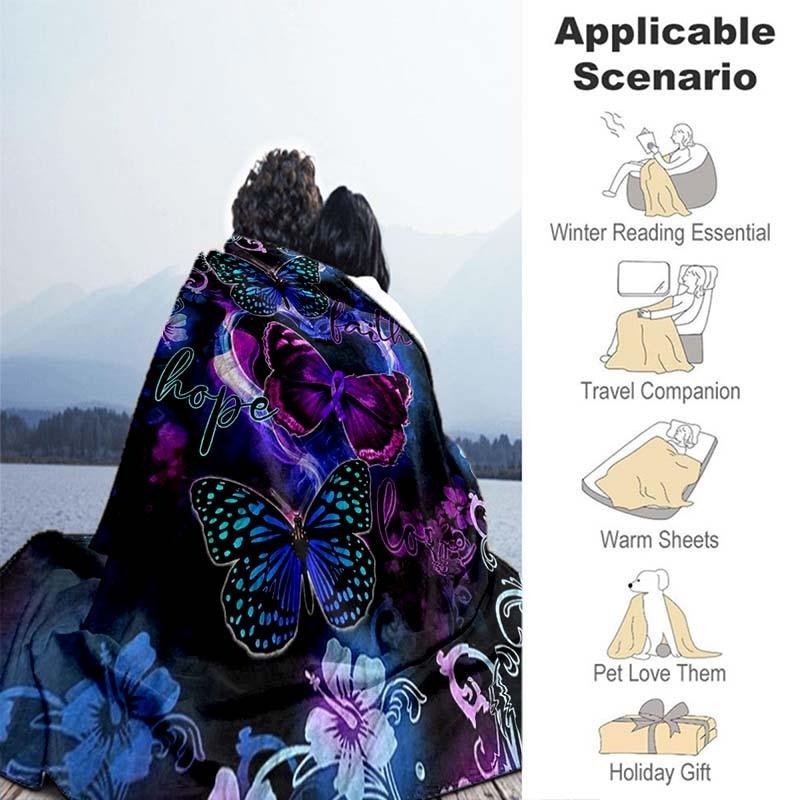 Faith Hope Love Butterfly Printed Quilts Fleece Blankets Birthday Gifts Valentine's Day Holiday Throw Blankets