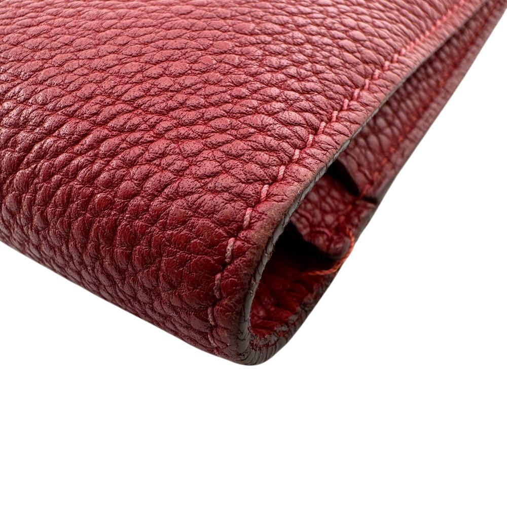 HERMES Bifold Wallet Taurillon Clemence Dogon GM Purse Red Taurillon Clemence Used