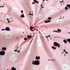 100% Cotton Digital Print Fabric: Korean-Style Kitten Bow & Floral Design for Women's, Children's, Family, and Homewear