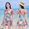 Fashion Personality Maple Leaf Printed Women's Swimsuit Resort Beach Swimsuit Cover the flesh and show thinness High Waist Swimsuit Women's One-piece