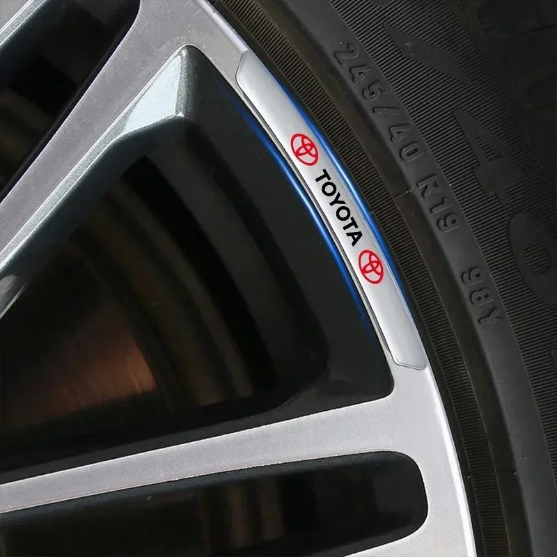 Car Styling Auto Wheel Hub Badge Tire Rim 3D Stickers Accessories For Toyota Chr Corolla Yaris Rav4 E150 E120 Land Cruiser 200