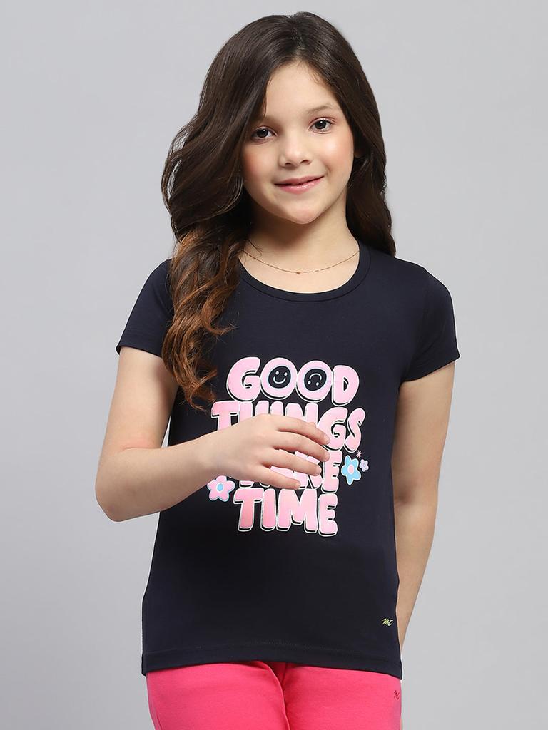 MONTE CARLO Girls Regular Fit Printed Top Set