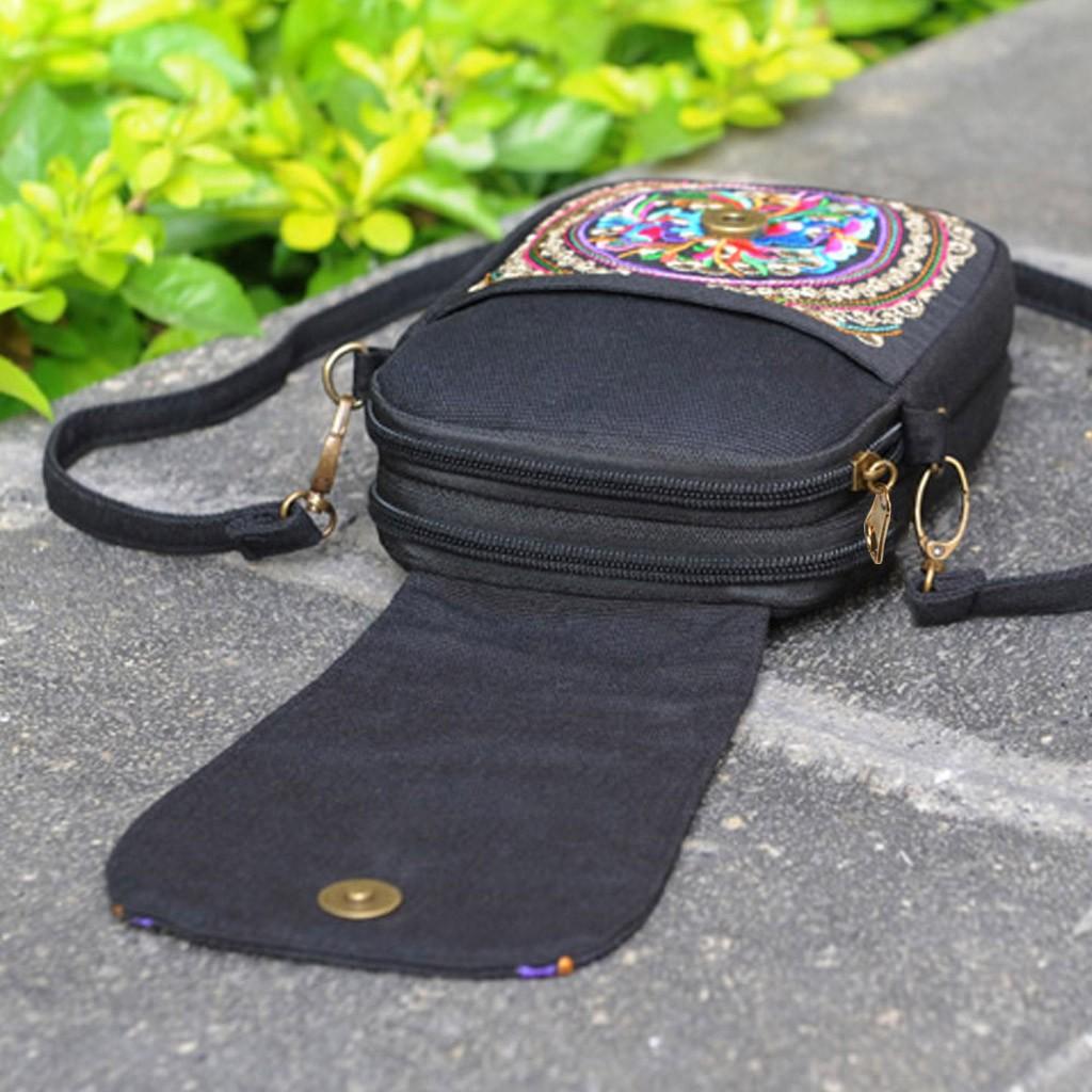 Sagit Womens Ethnic Style Embroidered  Retro Backpack Mini Coin Purse Small Bag