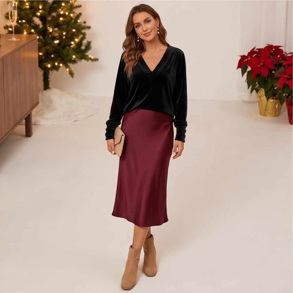 Women's V-Neck Long Sleeve Button Casual Pullover Top
