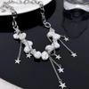 New pearl star fringe splicing necklace women's niche light luxury design temperament collarbone chain jewelry women