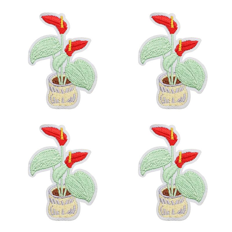 

10pcs Lots Colorful Cartoon Embroidery Patches Rain Boot Pot Plant Iron On Patches For Clothing Morning Glory Patch On Clothes