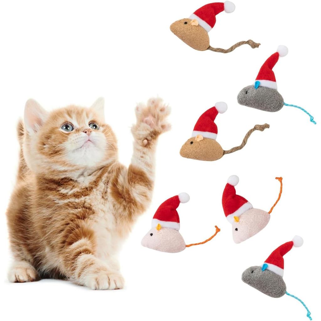 Christmas Style Plush Mouse Grinding Toy, Pet Self Fun Toy, Wear-resistant, Bite Resistant, Easy To Clean, Training Interactive Toy