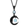 Gothic Rose Quartz Moon Goddess Pendant Charm Necklace