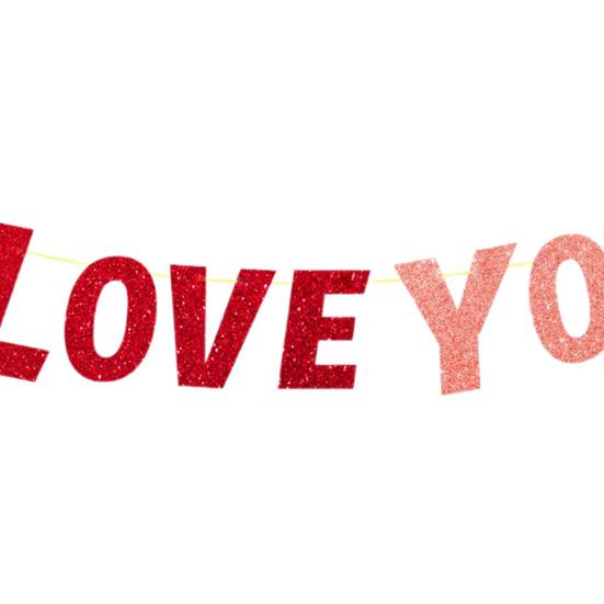 Valentine's Day "LOVE" Hanging Decor Glitter Heart Pendant for Party Wedding Room Decoration Festive Atmosphere Romantic Gift for Couples